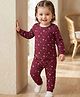 Babyoye Cotton Modal Full Sleeves Vest & Leggings Set Floral Print - Maroon