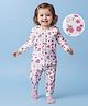Babyoye Cotton Modal Blend Solid Dyed Full Sleeves Thermal Vest & Pant With Floral Print - White