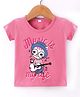 Enfance Core Embosis Hosiery Half Sleeves Cat Printed Tee - Pink
