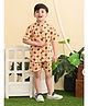 Superminis Pure Cotton Half Sleeves Animal Printed Co Ord Set - Cream