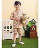 Superminis  Pure Cotton Half Sleeves Space Theme Printed Co Ord Set -  Light Brown