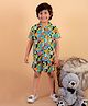 MoMaa Rayon Half Sleeves Abstract Printed Coordinating Shirt & Shorts Set - Multi Colour