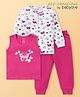 Babyoye Cotton Modal Knit Full Sleeves  Thermal Vests & Pant Set with Butterfly Print - White & Dark Pink