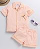 M'andy Pure Cotton Knit Half Sleeves Striped Coordinating Shirt & Shorts - Orange