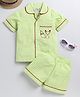 M'andy Pure Cotton Knit Half Sleeves Striped Coordinating Shirt & Shorts - Green