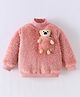 Kookie Kids Full Sleeves Winter T-Shirt with 3D Bear Applique - Pink