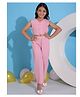 NEUDIS Cotton Sleeveless Solid Coordinating Top With Trousers Set - Pink