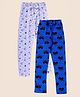Junitos Pack Of 2 Cotton Bird Printed Ankle Length Leggings - White & Blue