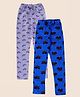 Junitos Pack Of 2 Cotton Rainbow  Printed Ankle Length Leggings - Royal Blue & Grey