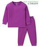 Babyoye Cotton Modal Blend Full Sleeves Solid Thermal Vest & Pant Set  - Purple
