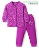Babyoye Cotton Woven Full Sleeves Floral Printed  Thermal Vest & Pant - Purple