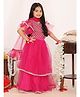 KID1 Half Ruffle Sleeves Lace & Beads Embellished Net Lehenga Choli With Dupatta - Rani pink