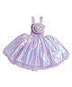 TINY MINY MEE Elastane Sleeveless Floral Applique Shimmered Dress - Lavender