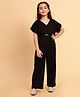 Little Marine Half Sleeves Solid  Jumpsuit - Black