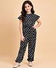 Little Marine Cap  Sleeves Polka Dots Printed Jumpsuit -  Black
