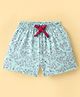 Evimo Single Jersey Knit Above Knee Length Shorts with Floral Print - Green