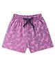 Evimo Single Jersey Knit Above Knee Length Shorts with Leaves Print - Pink