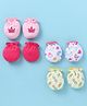 Ben Benny Interlock 100% Cotton Knit Mittens Solid Crown & Rainbow Print Pack of 4 - Pink Yellow & Dark Pink