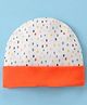 Ben Benny Interlock 100% Cotton Knit Polka Dots Printed Round Cap - Orange