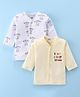 Ben Benny 100% Cotton Knit  Full Sleeves Front Open Jablas with Text Print  Pack of 2 - Yellow & White