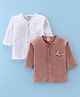 Ben Benny 100% Cotton Knit Full Sleeves Front Open Jablas with Heart & Bear Print Pack of 2 - Brown & White