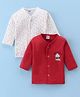 Ben Benny Interlock 100% Cotton Knit Front Open Full Sleeves Cake Printed Jablas Pack of 2 - White & Maroon