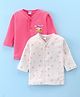 Ben Benny 100% Cotton Knit Full Sleeves Front Open Jablas with Floral & Bunny Print Pack of 2 - Pink & White