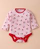 Ben Benny 100% Cotton Interlock Knit Full Sleeves  Onesie Text Print - Pink & Red