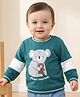 Babyoye 100% Cotton Knit Full Sleeves Sweatshirt with Koala Bear Print - Dark Green