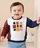 Babyoye Fleece Knit Full Sleeves Text Embroidered & Printed Sweatshirt With Cut & Sew Design - White