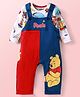 Babyhug Disney Single Jersey Knit Dungaree & Full Sleeves T-Shirt With Winnie The Pooh Graphics & Pocket Detailing - Blue & Red