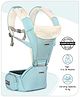Babyhug Little Voyager Hip Seat Baby Carrier - 100% Polyester, 3 Positions (Inward, Outward, Back Carrying), Ergonomic Design for 4-36 Months (3.5-14.9kg), Adjustable Lumbar Belt, Lightweight, Free Size, Hand Washable - Blue
