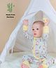 THE PLUSH CLUB Bamboo Full Sleeves Animal Monkey Printed Romper - Yellow