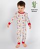 THE PLUSH CLUB Bamboo Woven  Full Sleeves Animal  Printed Tee & Pajama Set - White