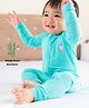 THE PLUSH CLUB Bamboo Full Sleeves Solid Blue Printed Romper - Blue