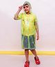M'andy Full Sleeves Bees Printed Transparent Hooded Raincoat - Green