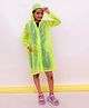 M'andy Full Sleeves Polka Dots Printed Transparent Hooded Raincoat - Light Green