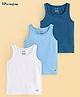 Honeyhap Premium Cotton Elastane with Bio Finish Sleeveless Set of Vests Solid Colour Pack of 3 - Baltic Sea Blue Mykonos Blue & Bright White