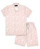 CAVIO Cotton Half Sleeves Abstract Printed Shirt With Coordinating Shorts Set - Peach