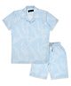 CAVIO Cotton Half Sleeves Abstract Printed Shirt With Coordinating Shorts   Set - Sky Blue