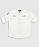 CAVIO Full Sleeves Placement Text Printed Shirt - White