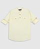 CAVIO Cotton Full Sleeves Solid Kurta Style Shirt - Lemon