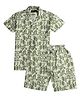 CAVIO Cotton Half Sleeves Abstract Printed Shirt With Coordinating Shorts Set - Green