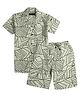 CAVIO Cotton Half Sleeves Abstract Printed Shirt With Coordinating Shorts Set - White