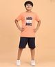 Ninos Dreams Cotton Jersey Half Sleeves More Space Text Printed Coord Set - Orange