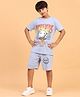 Ninos Dreams Cotton Jersey Half Sleeves Cool Boys Printed Co Ord Set  - Blue