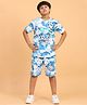 Ninos Dreams Cotton Jersey Half Sleeves Tie Dye  Co Ord Set  - Blue