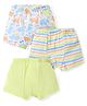 Babyhug 100% Cotton Trunks Solid Striped & Dino Print Pack of 3 - Multicolour