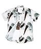 CAVIO Half Sleeves Abstract Printed Shirt With Placement Life Text Printed Tee - White