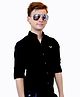 MASHUP Cotton Full Sleeves Solid Shirt - Black